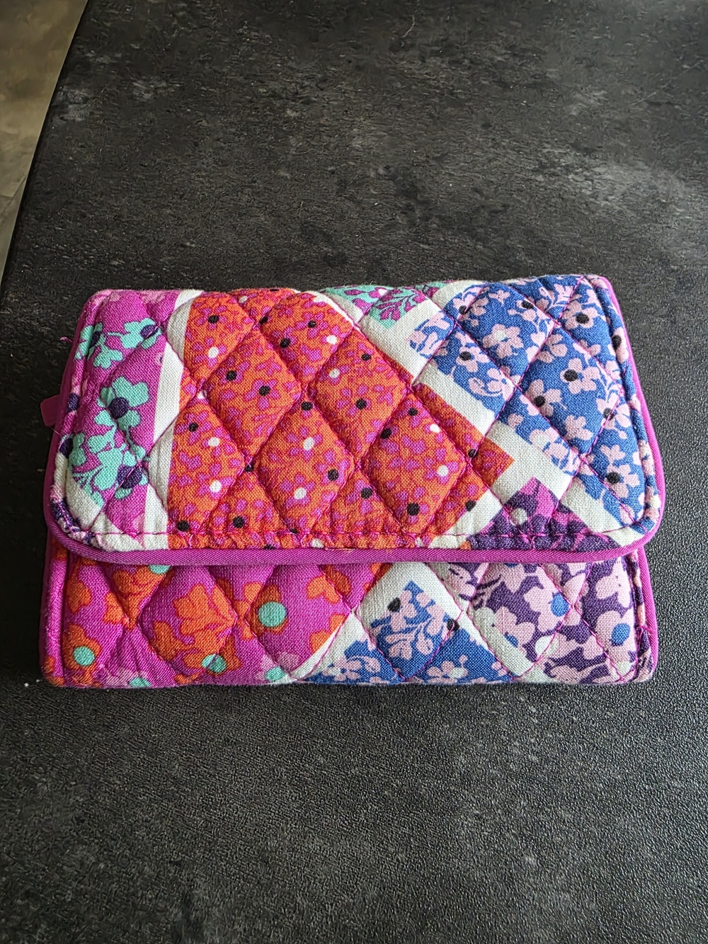 Vera Bradley Quilted Floral Patchwork Trifold Wallet